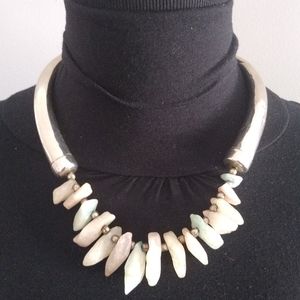 Pastel color silver and stone necklace